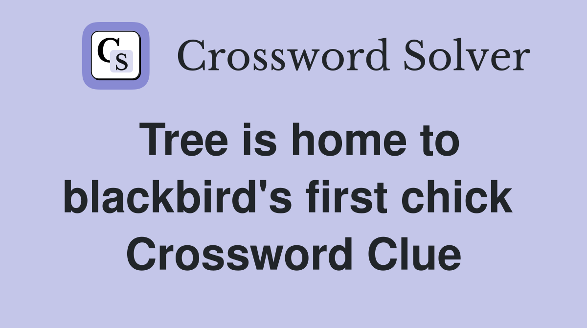 Tree is home to blackbird's first chick  Crossword Clue