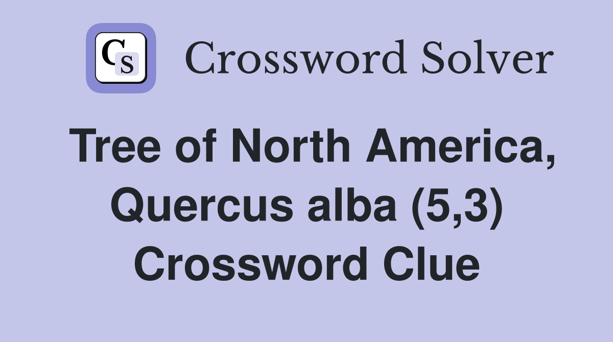 Tree of North America, Quercus alba (5,3) Crossword Clue