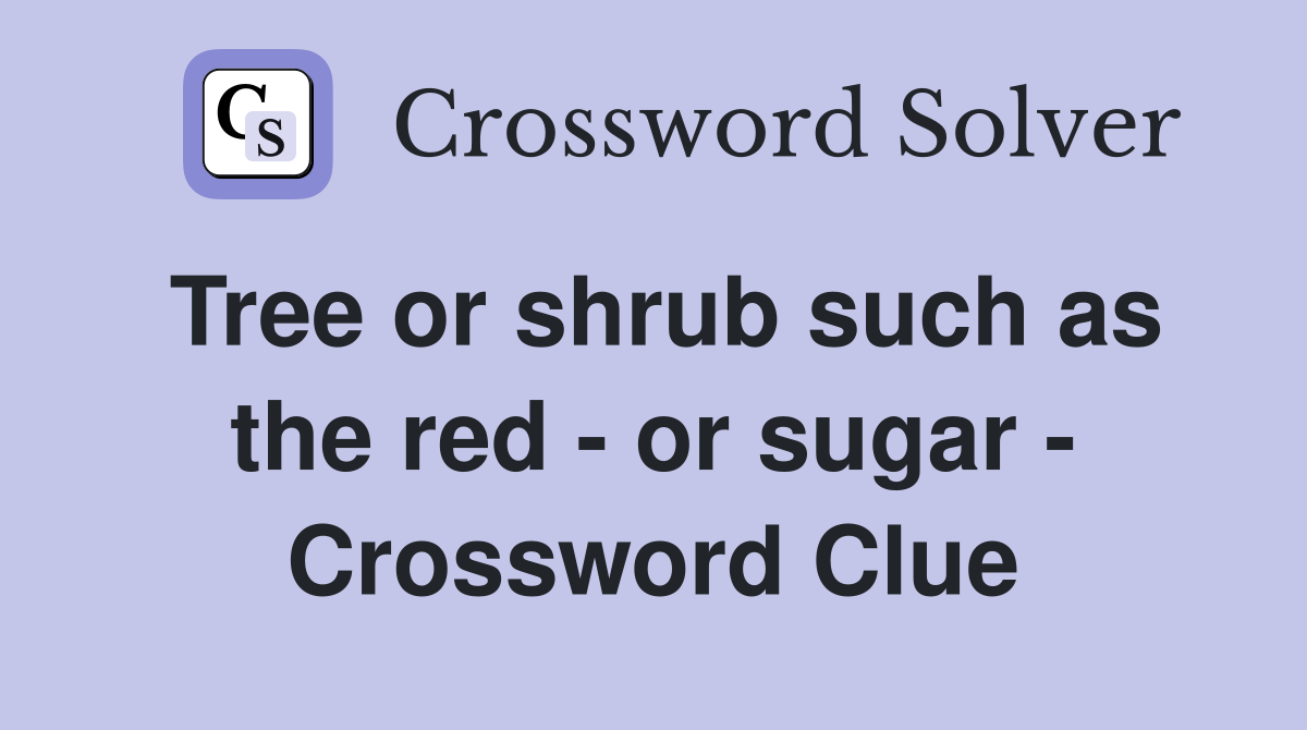 Tree or shrub such as the red - or sugar - Crossword Clue