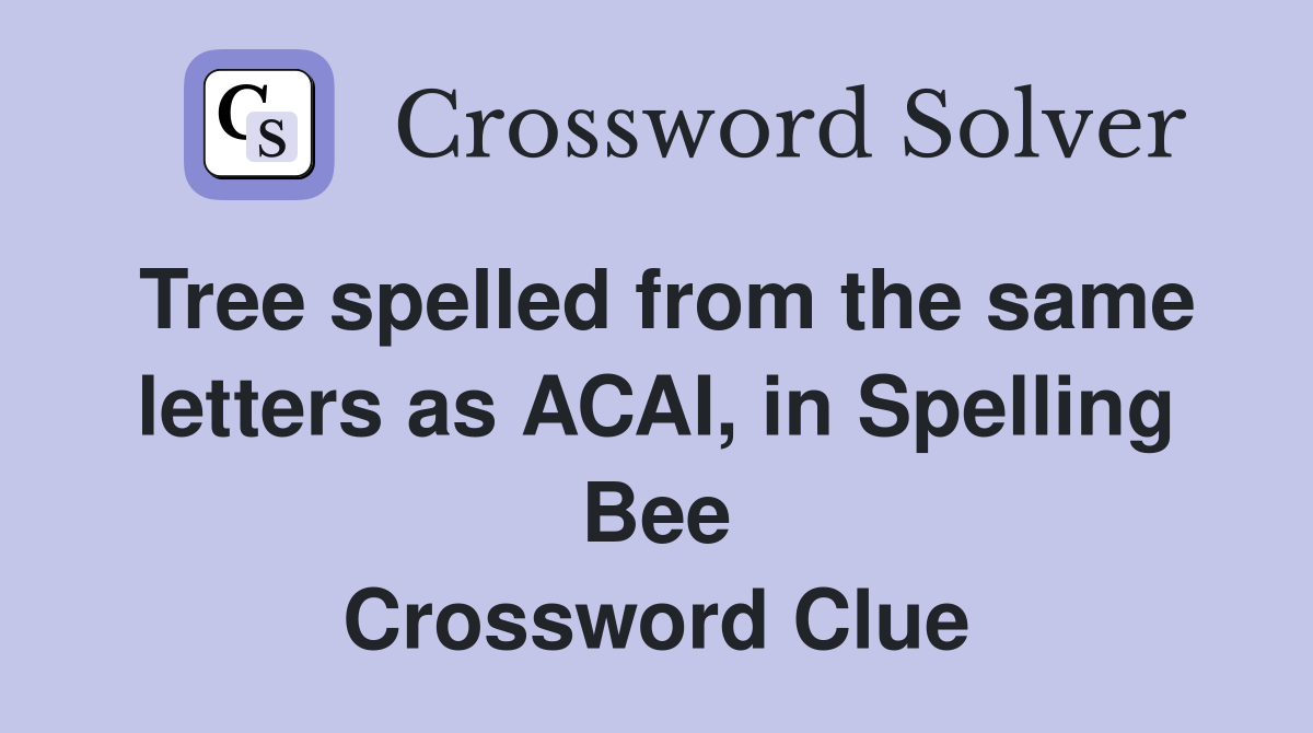 Tree spelled from the same letters as ACAI, in Spelling Bee Crossword Clue