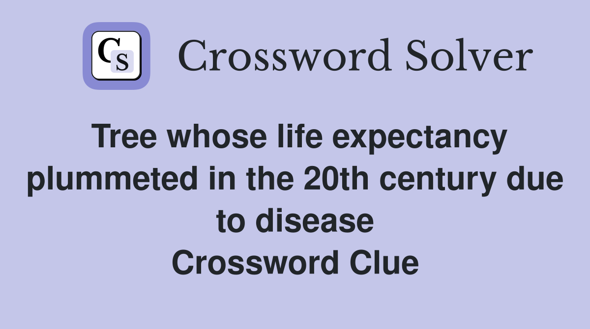 Tree whose life expectancy plummeted in the 20th century due to disease Crossword Clue