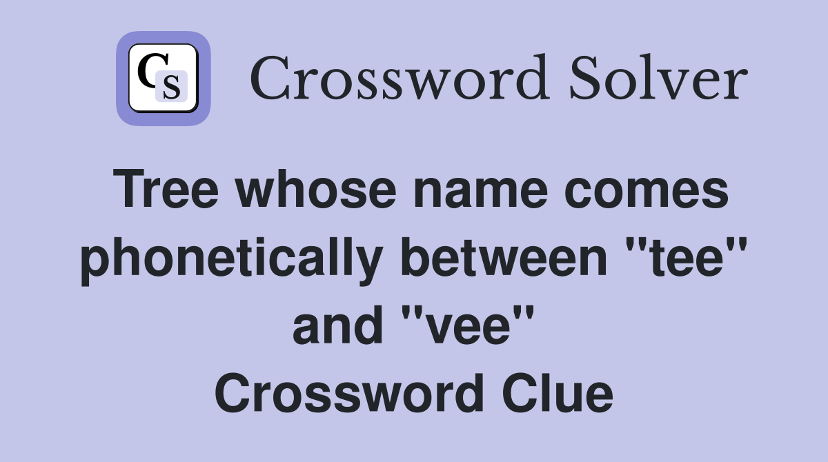 Tree whose name comes phonetically between "tee" and "vee" Crossword Clue