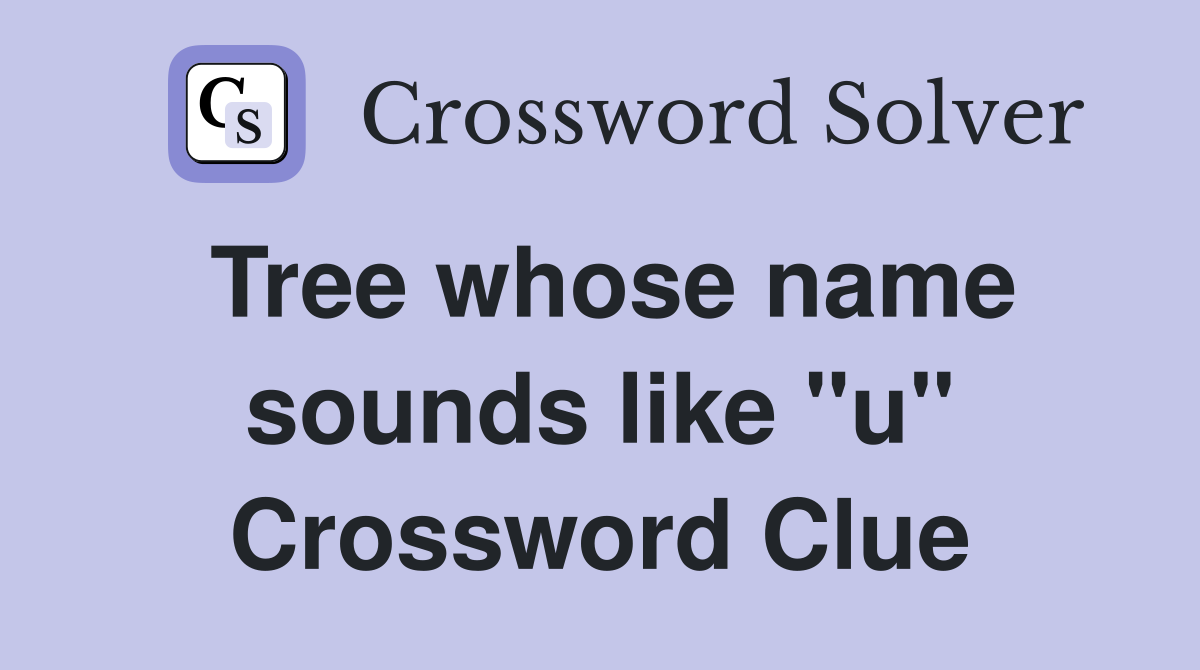 Tree whose name sounds like "u" Crossword Clue