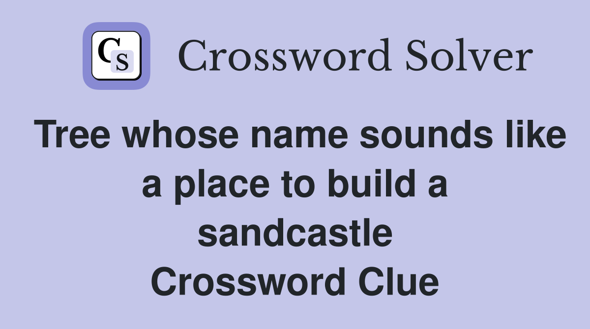 Tree whose name sounds like a place to build a sandcastle Crossword Clue