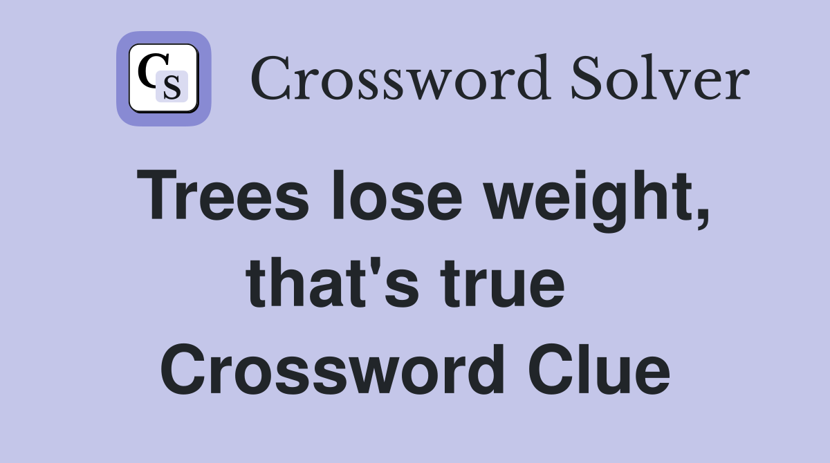 Trees lose weight, that's true  Crossword Clue