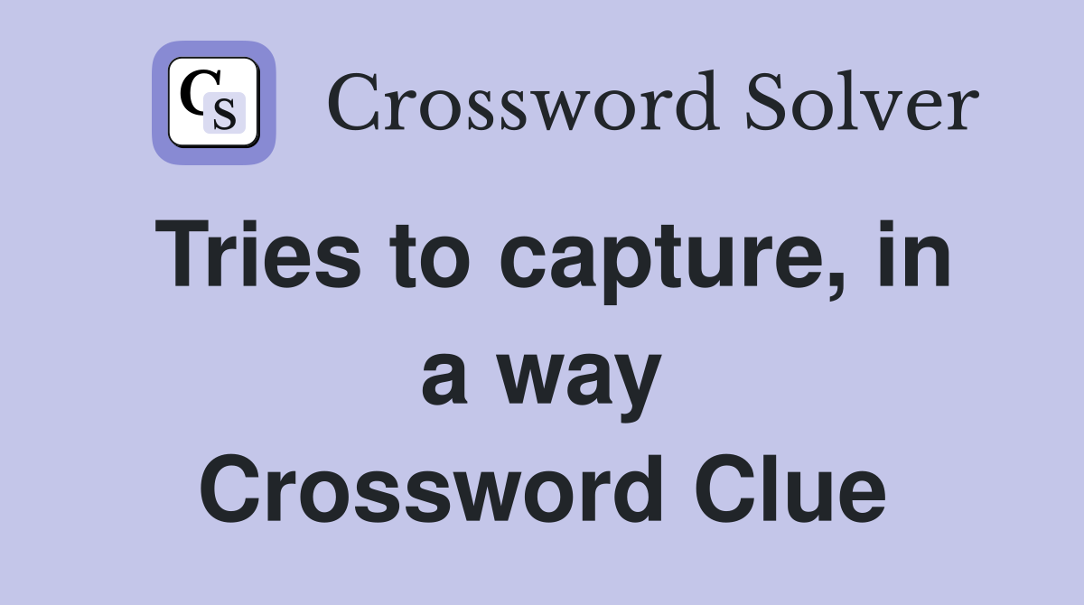 Tries to capture, in a way Crossword Clue