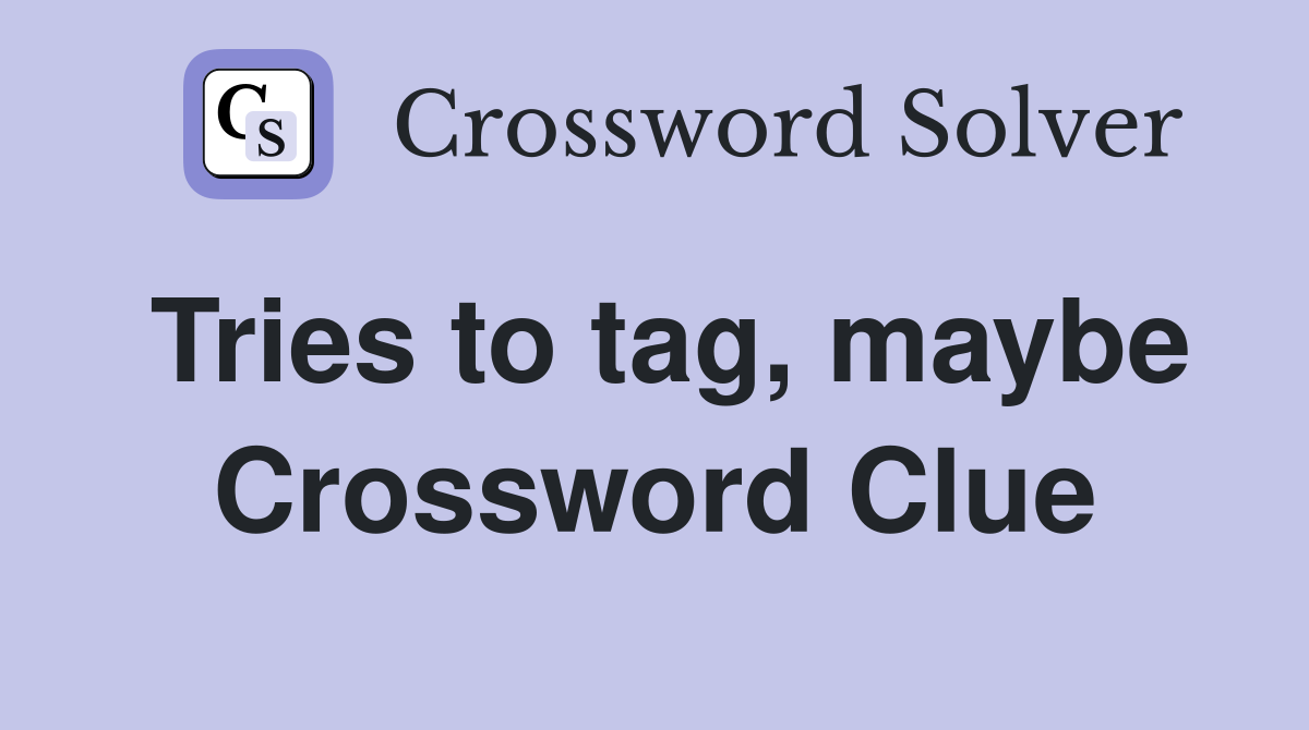 Tries to tag, maybe Crossword Clue