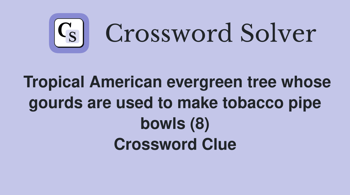 Tropical American evergreen tree whose gourds are used to make tobacco pipe bowls (8) Crossword Clue