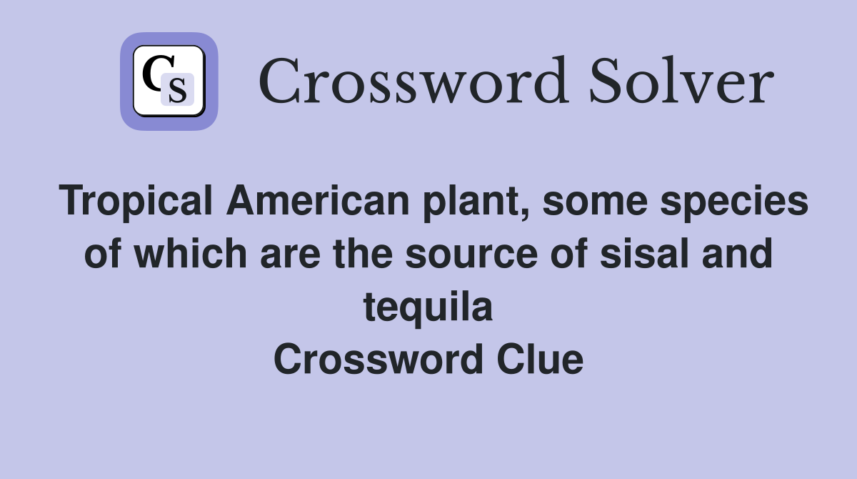 Tropical American plant, some species of which are the source of sisal and tequila Crossword Clue