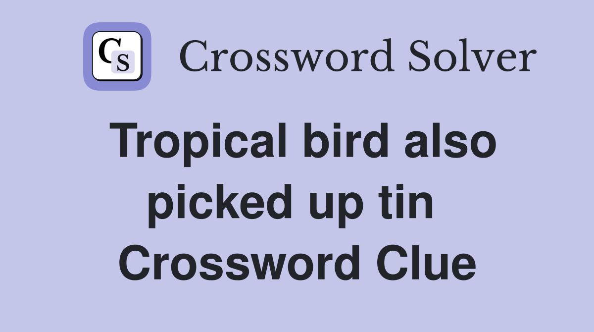 Tropical bird also picked up tin  Crossword Clue