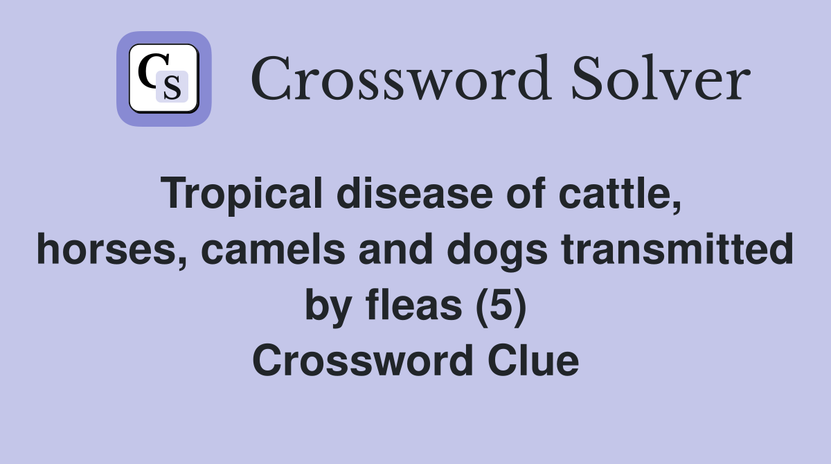 Tropical disease of cattle, horses, camels and dogs transmitted by fleas (5) Crossword Clue