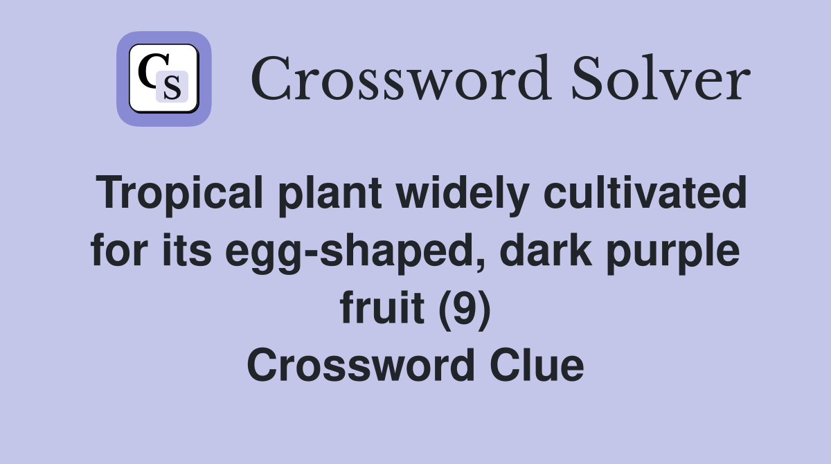 Tropical plant widely cultivated for its egg-shaped, dark purple fruit (9) Crossword Clue
