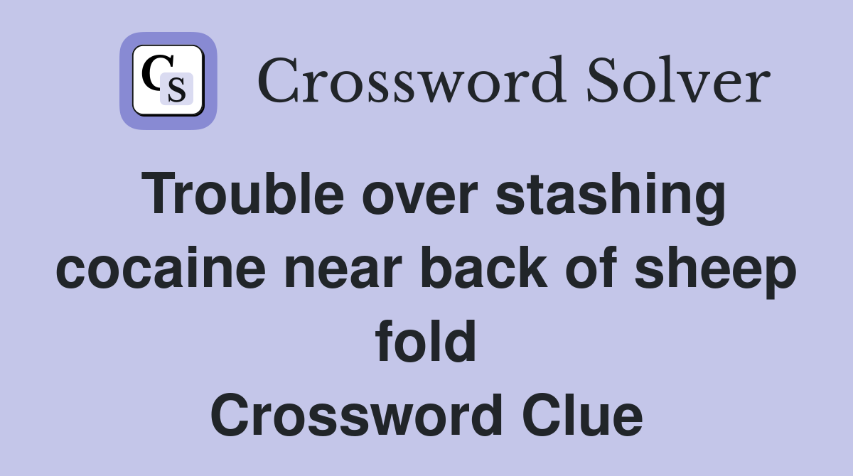 Trouble over stashing cocaine near back of sheep fold Crossword Clue
