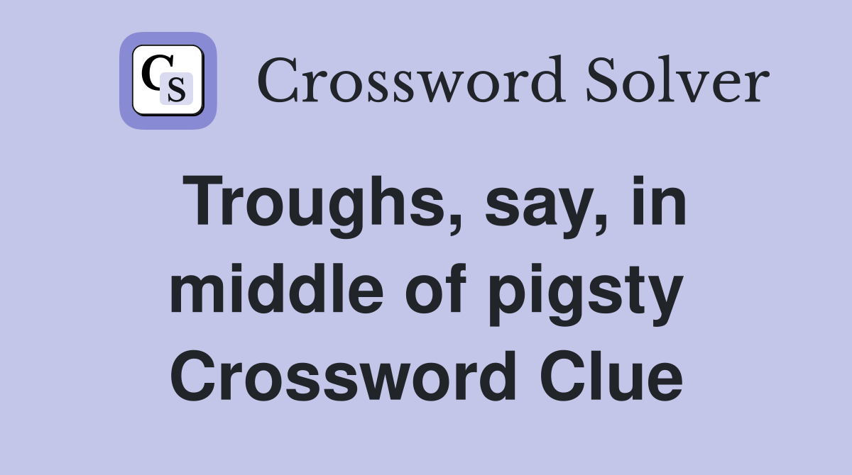 Troughs, say, in middle of pigsty Crossword Clue