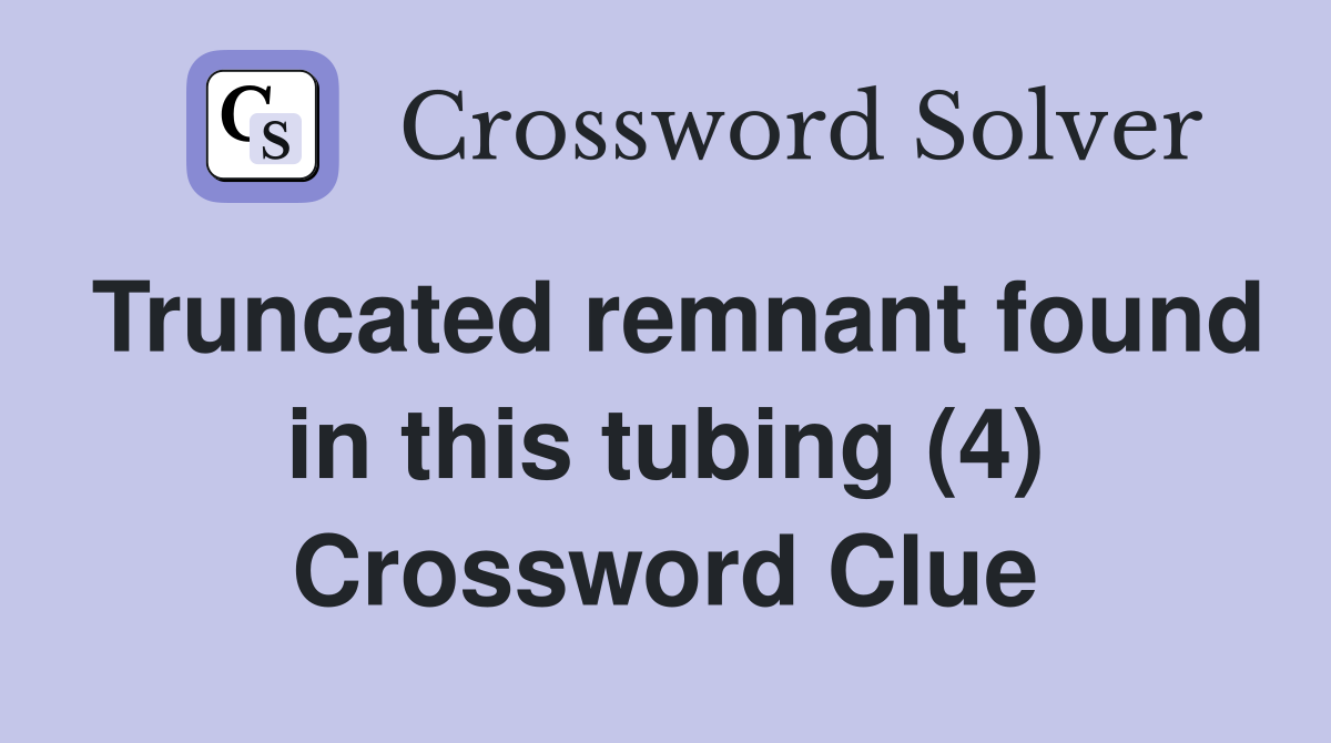 Truncated remnant found in this tubing (4) Crossword Clue