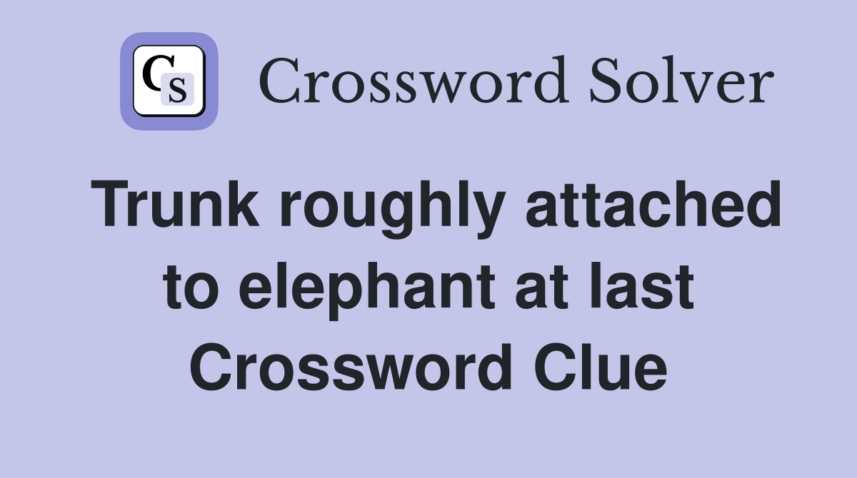 Trunk roughly attached to elephant at last Crossword Clue
