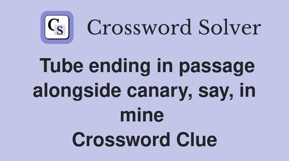 Tube ending in passage alongside canary, say, in mine  Crossword Clue