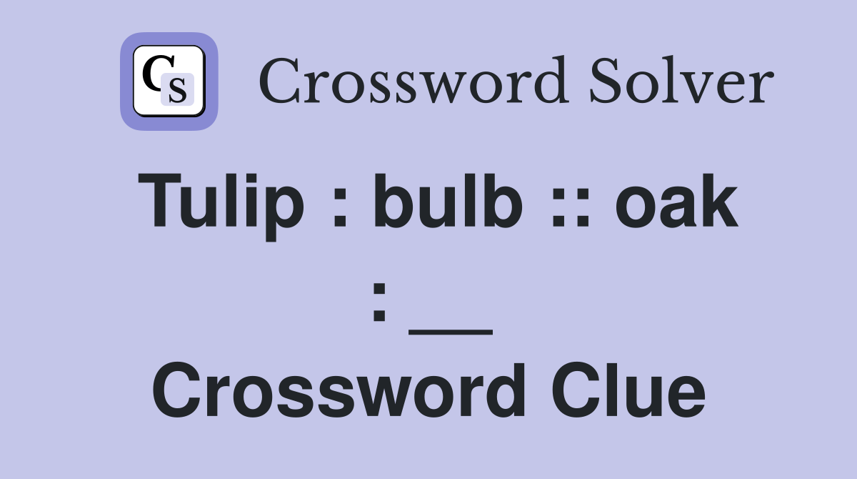 Tulip : bulb :: oak : __ Crossword Clue