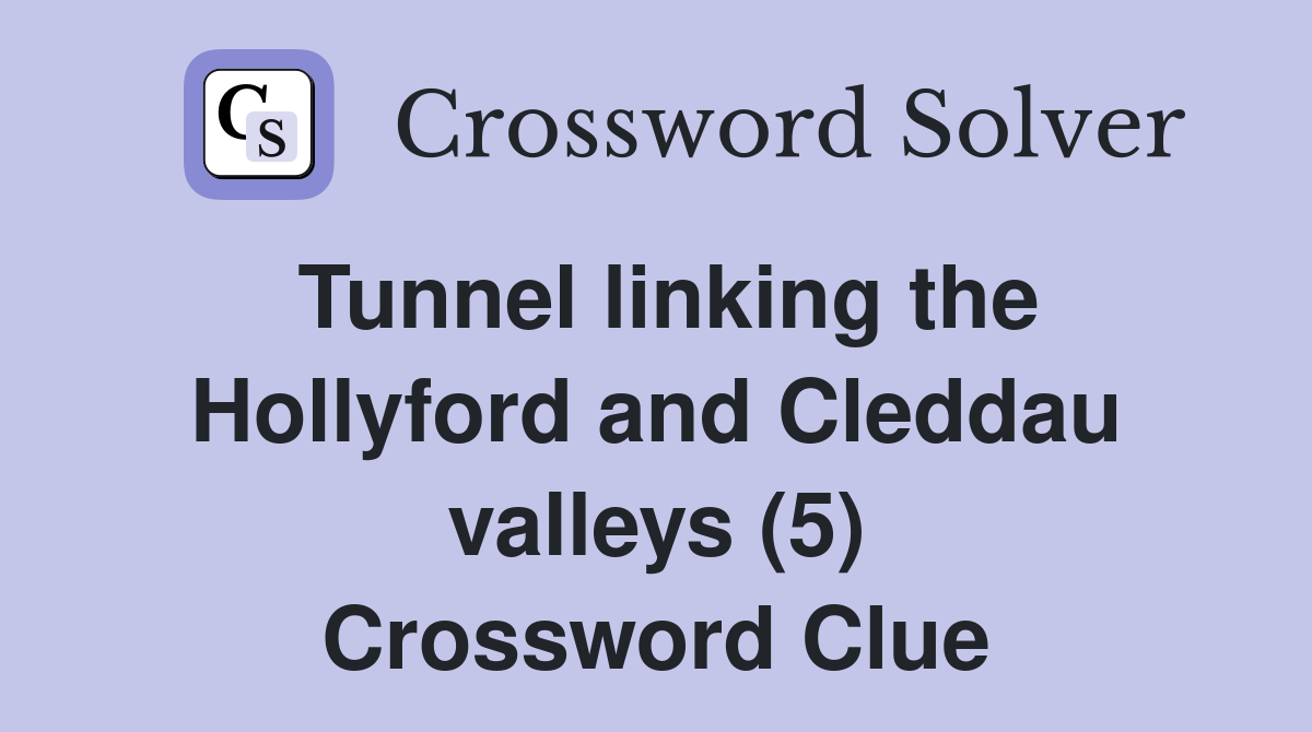 Tunnel linking the Hollyford and Cleddau valleys (5) Crossword Clue