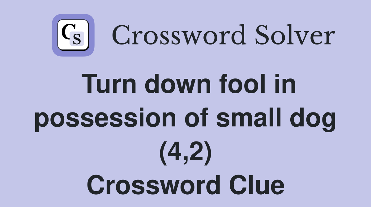 Turn down fool in possession of small dog (4,2) Crossword Clue