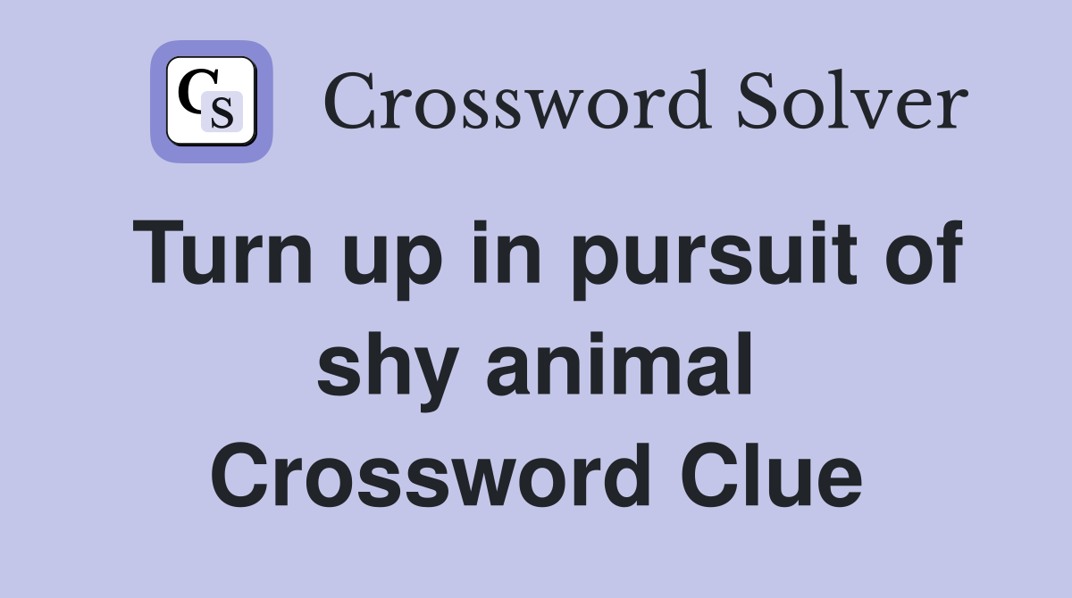 Turn up in pursuit of shy animal Crossword Clue