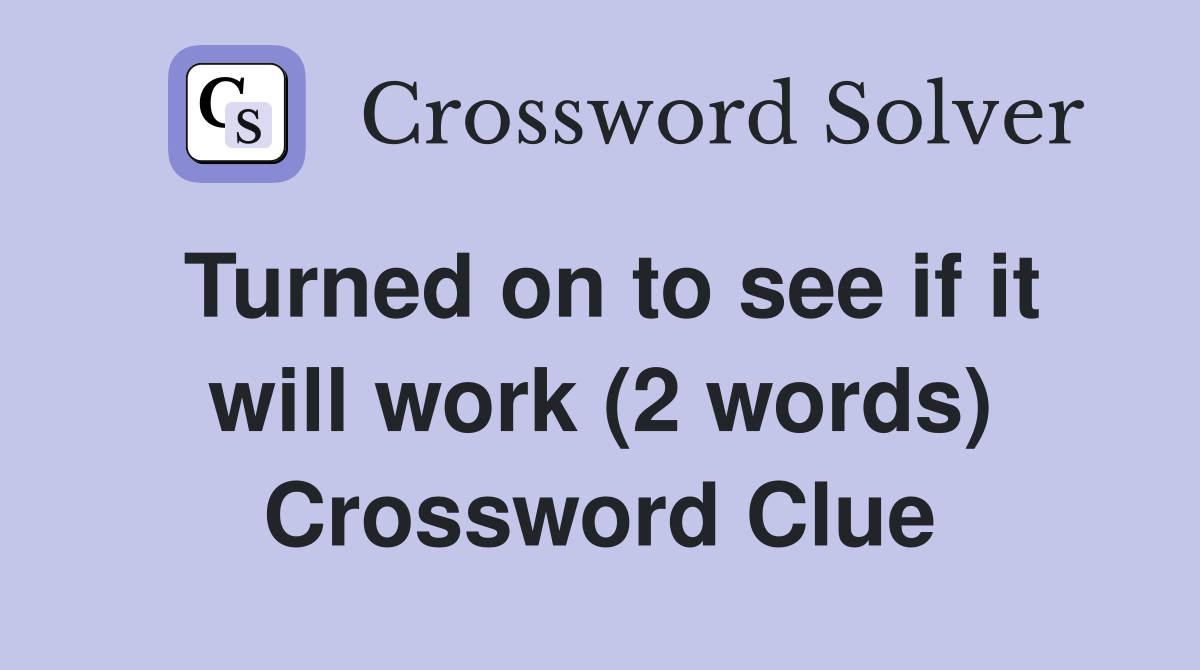 Turned on to see if it will work (2 words) Crossword Clue