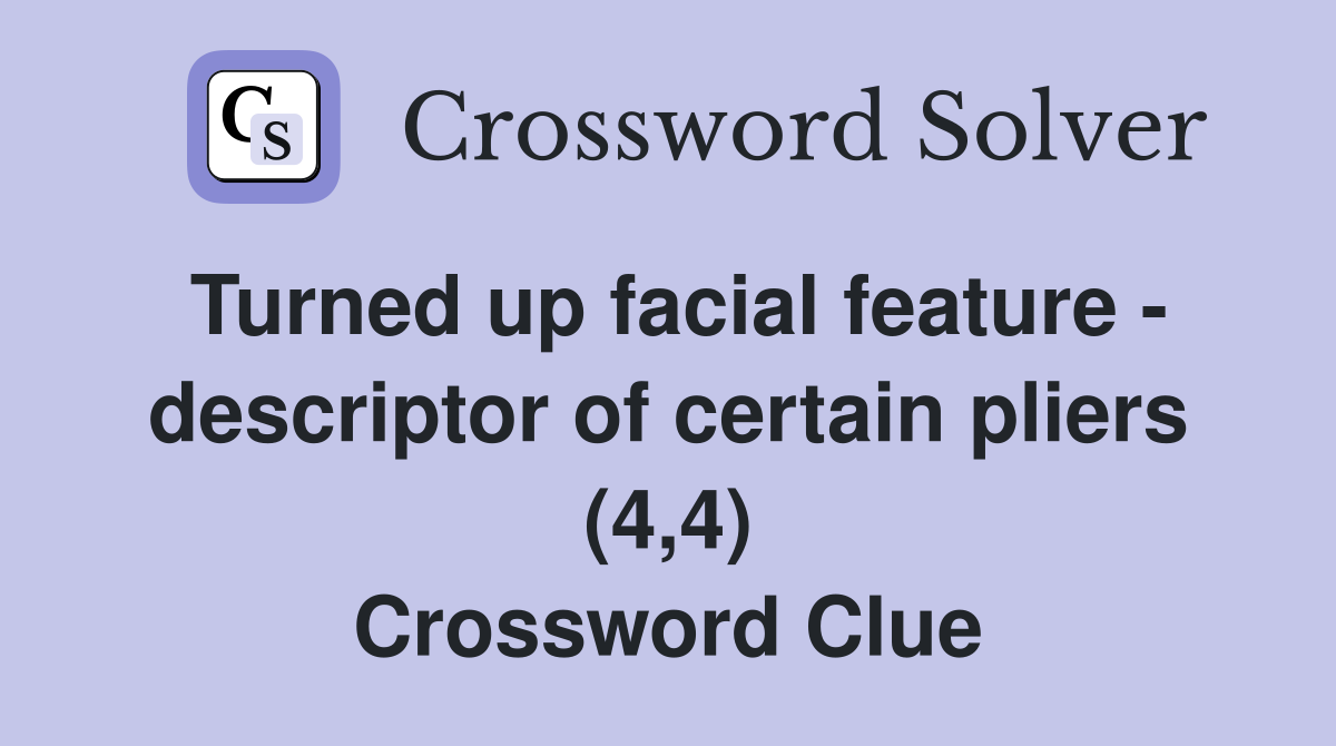 Turned up facial feature - descriptor of certain pliers (4,4) Crossword Clue