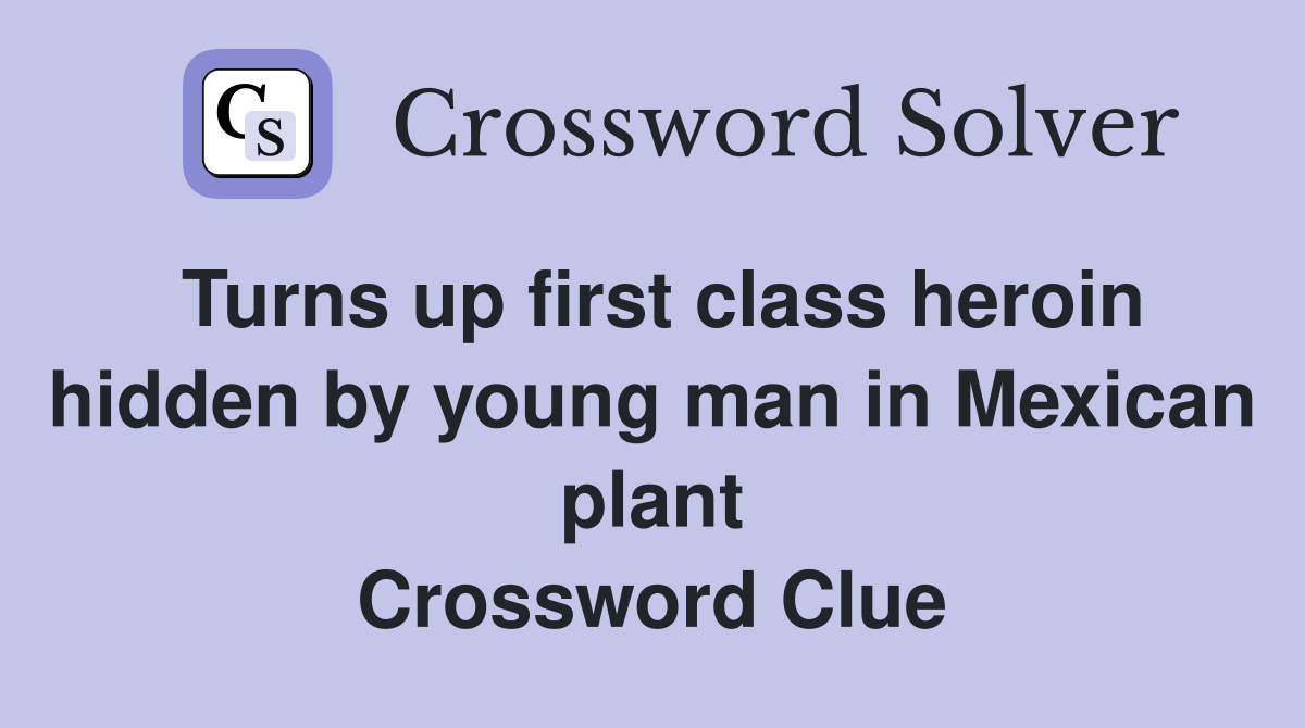 Turns up first class heroin hidden by young man in Mexican plant Crossword Clue