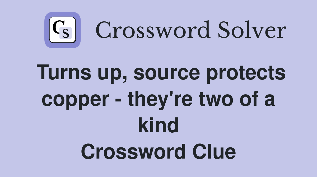 Turns up, source protects copper - they're two of a kind Crossword Clue