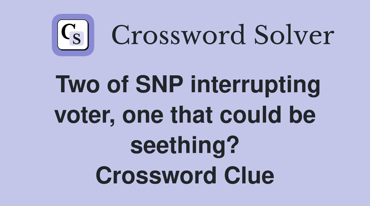 Two of SNP interrupting voter, one that could be seething? Crossword Clue