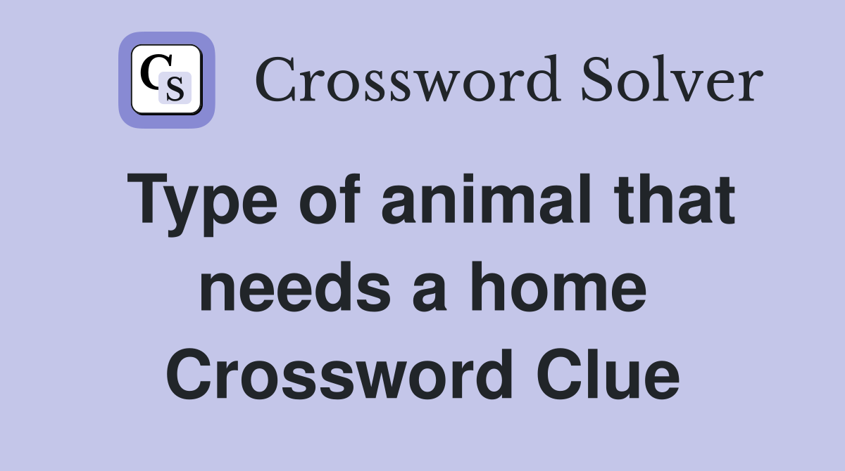 Type of animal that needs a home Crossword Clue