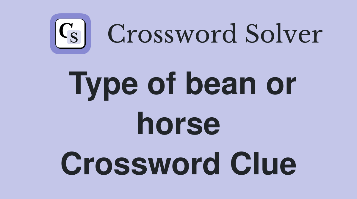 Type of bean or horse Crossword Clue