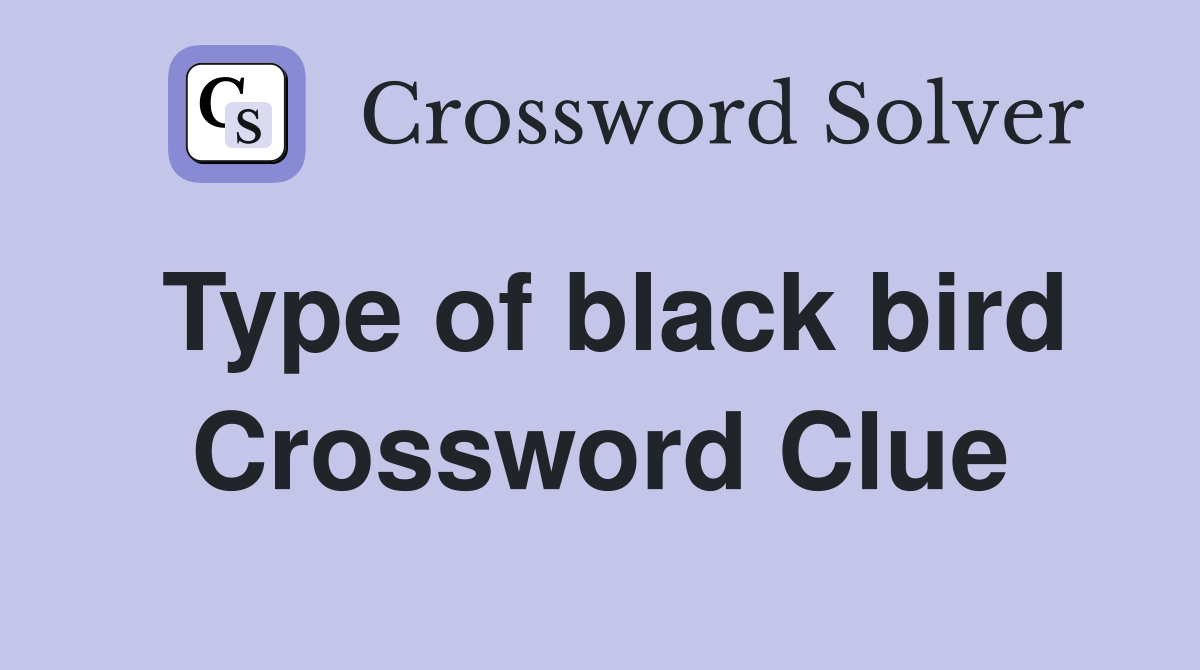 Type of black bird Crossword Clue