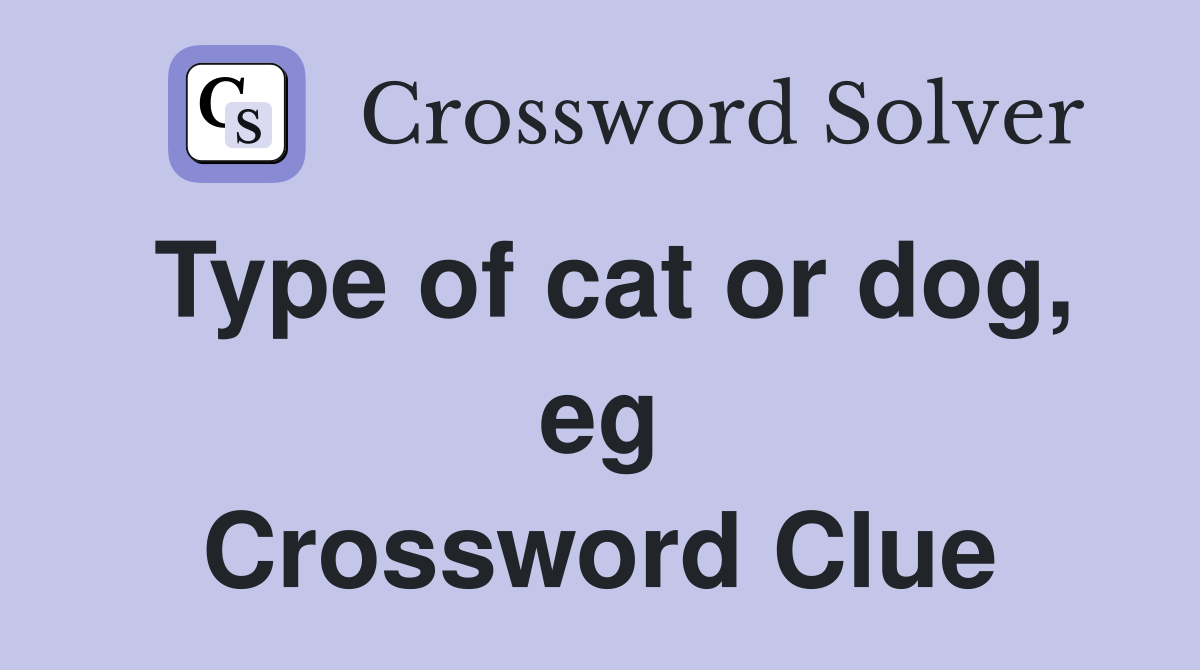 Type of cat or dog, eg Crossword Clue
