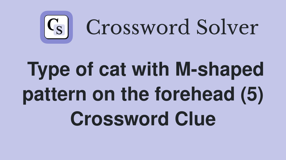 Type of cat with M-shaped pattern on the forehead (5) Crossword Clue