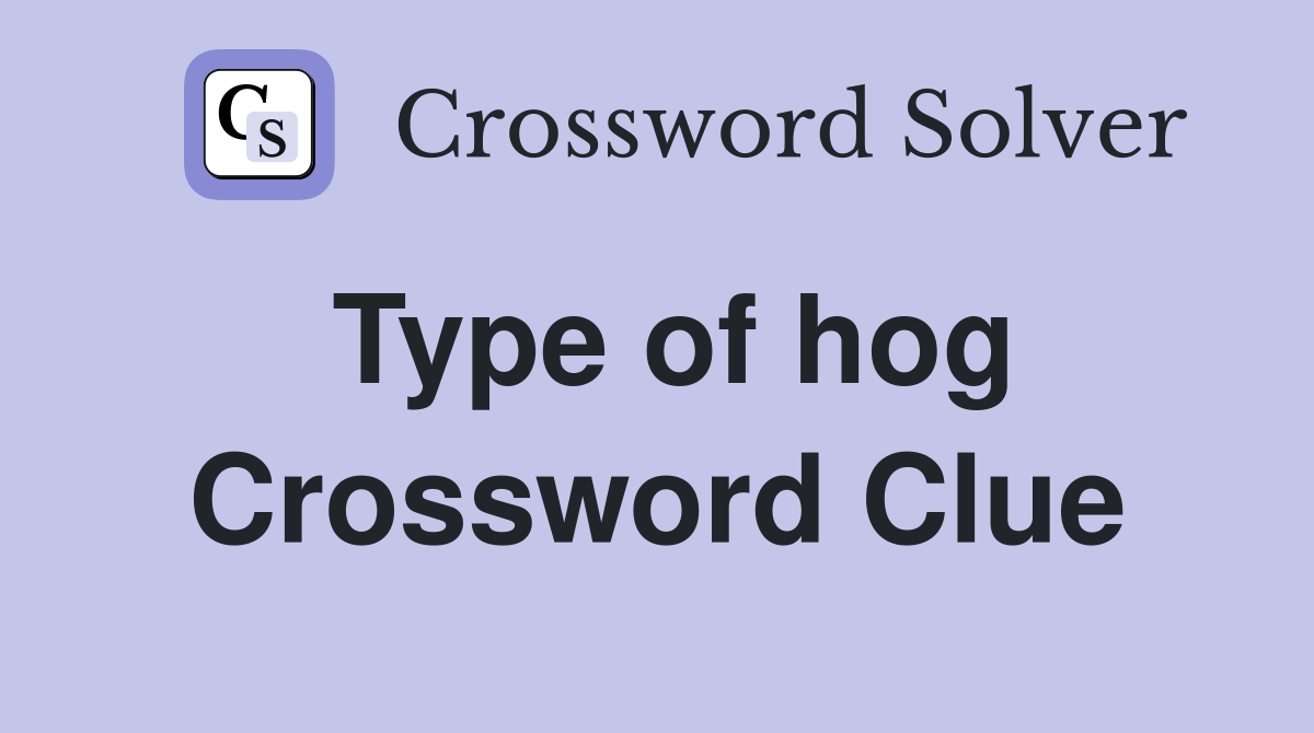 Type of hog Crossword Clue