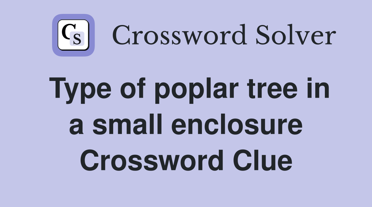Type of poplar tree in a small enclosure Crossword Clue