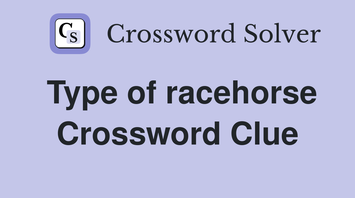 Type of racehorse Crossword Clue