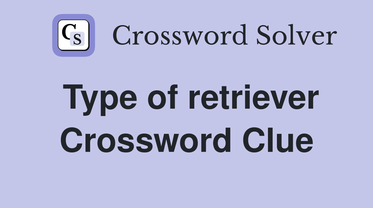 Type of retriever Crossword Clue