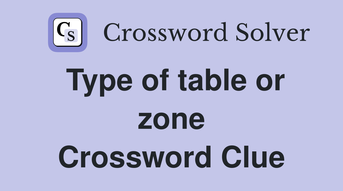Type of table or zone Crossword Clue