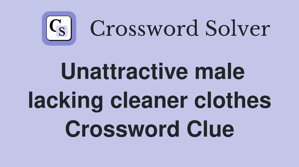Unattractive male lacking cleaner clothes Crossword Clue