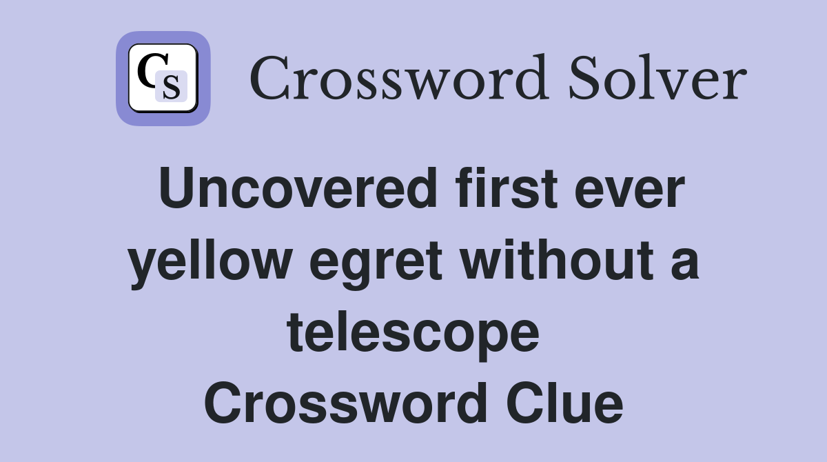Uncovered first ever yellow egret without a telescope Crossword Clue