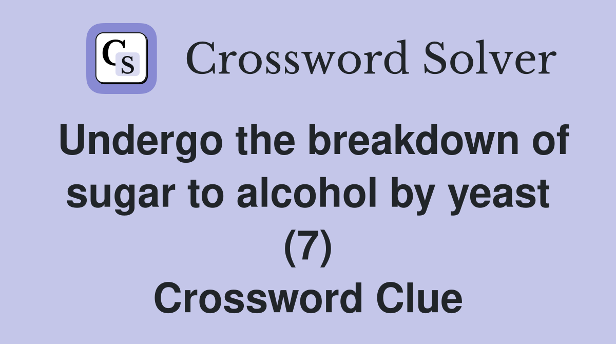 Undergo the breakdown of sugar to alcohol by yeast (7) Crossword Clue