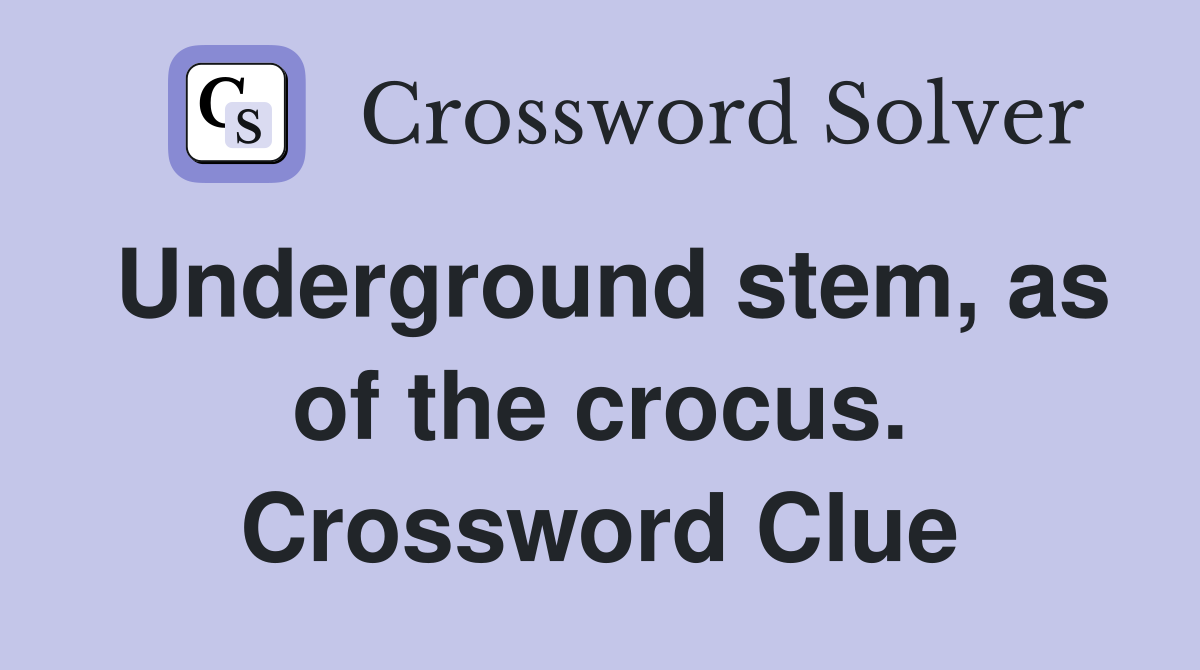 Underground stem, as of the crocus. Crossword Clue