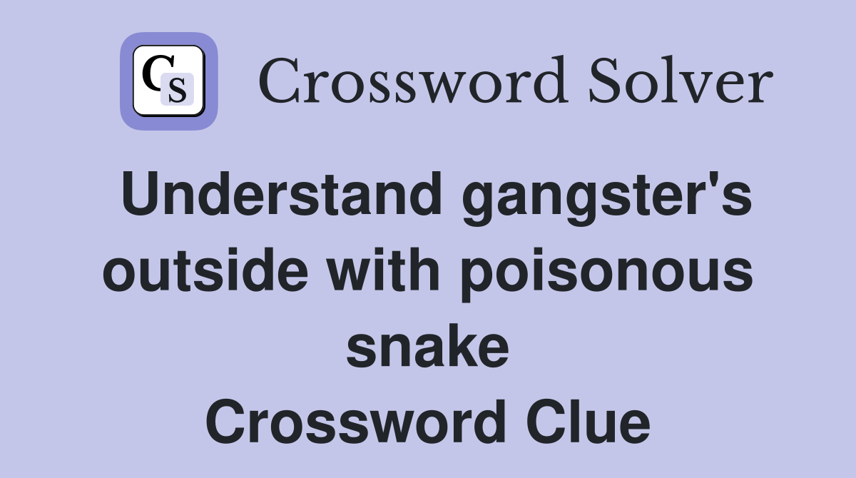 Understand gangster's outside with poisonous snake Crossword Clue