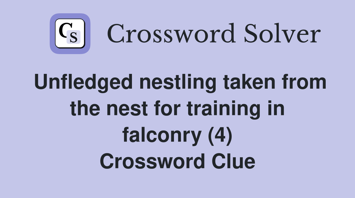 Unfledged nestling taken from the nest for training in falconry (4) Crossword Clue