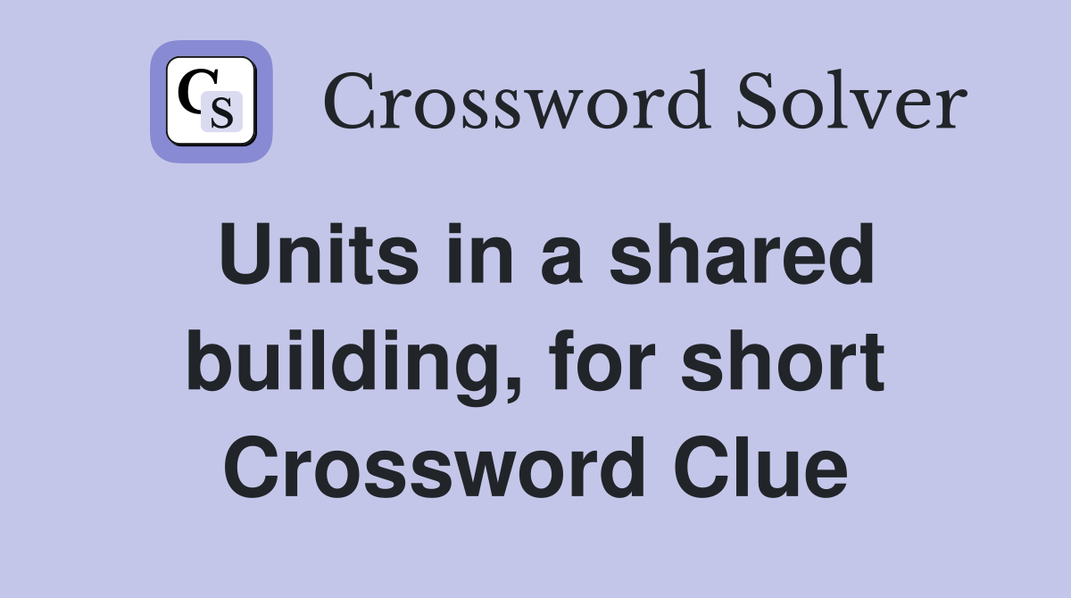 Units in a shared building, for short Crossword Clue