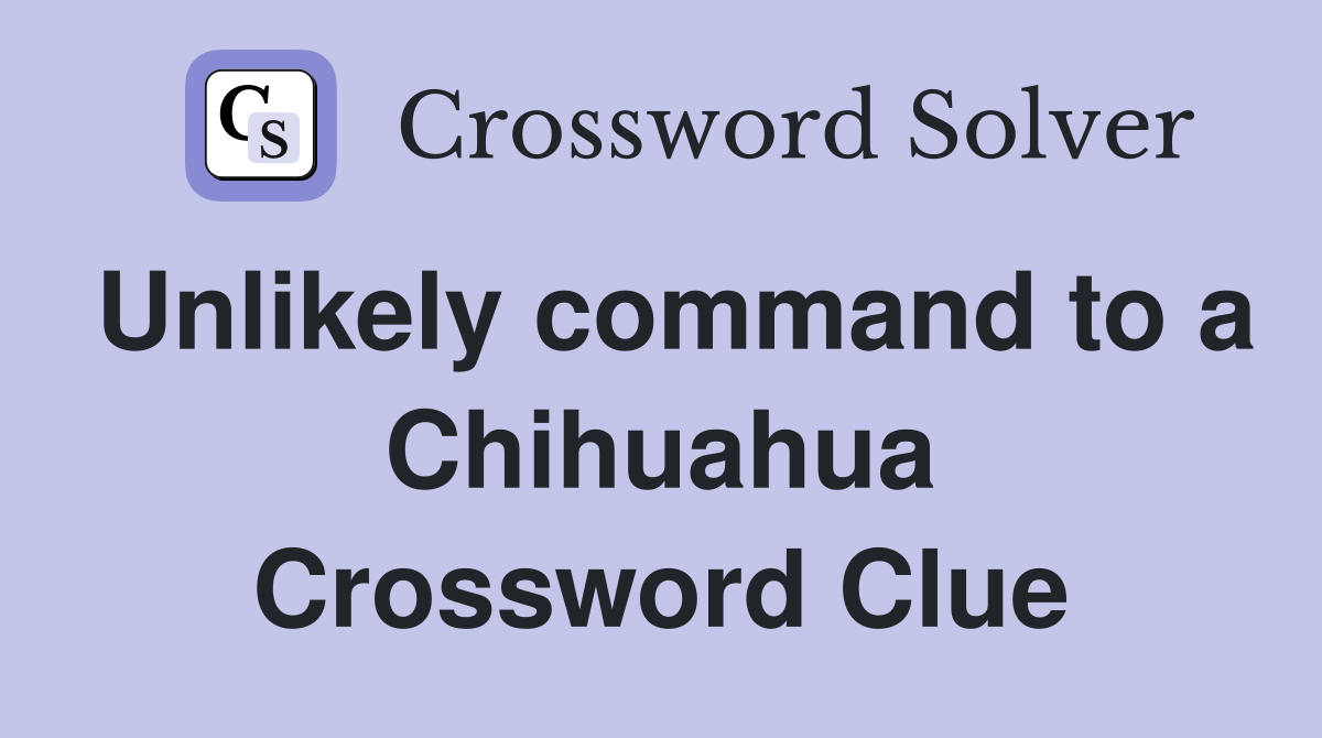 Unlikely command to a Chihuahua Crossword Clue