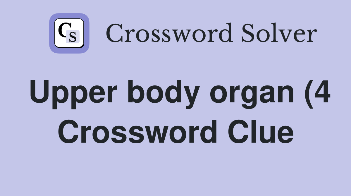 Upper body organ (4) Crossword Clue Answers Crossword Solver Upper body organ (4) Crossword Clue Answers Crossword Solver