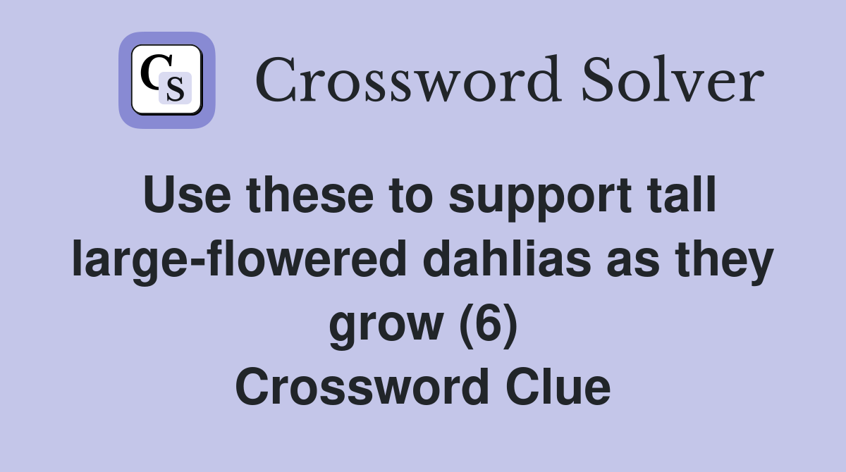 Use these to support tall large-flowered dahlias as they grow (6) Crossword Clue